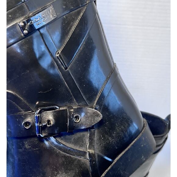 Coach Lester Boots Black Women's Size 10B Rubber Rain - Picture 4 of 10